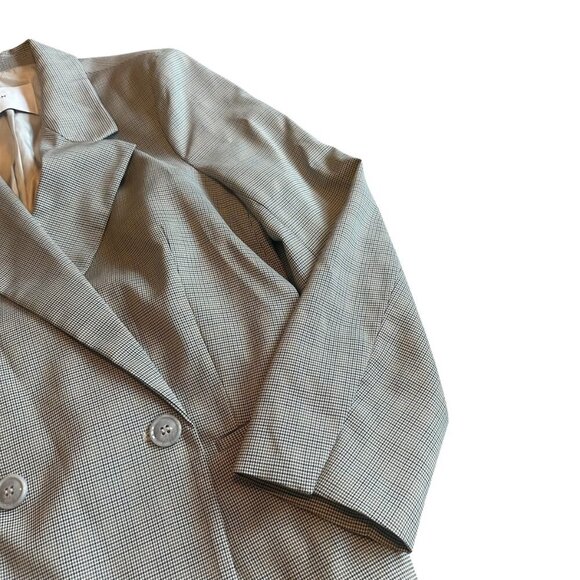 Remain Grey Plaid Check Button-Down Blazer Jacket Boxy Oversized Size 8 Women's - Picture 10 of 14